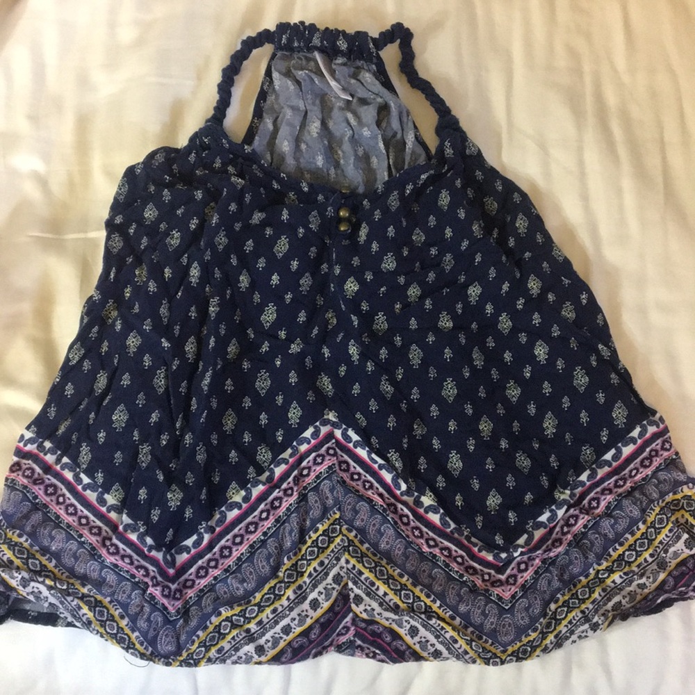 Blue bohemian tank top with rope strap